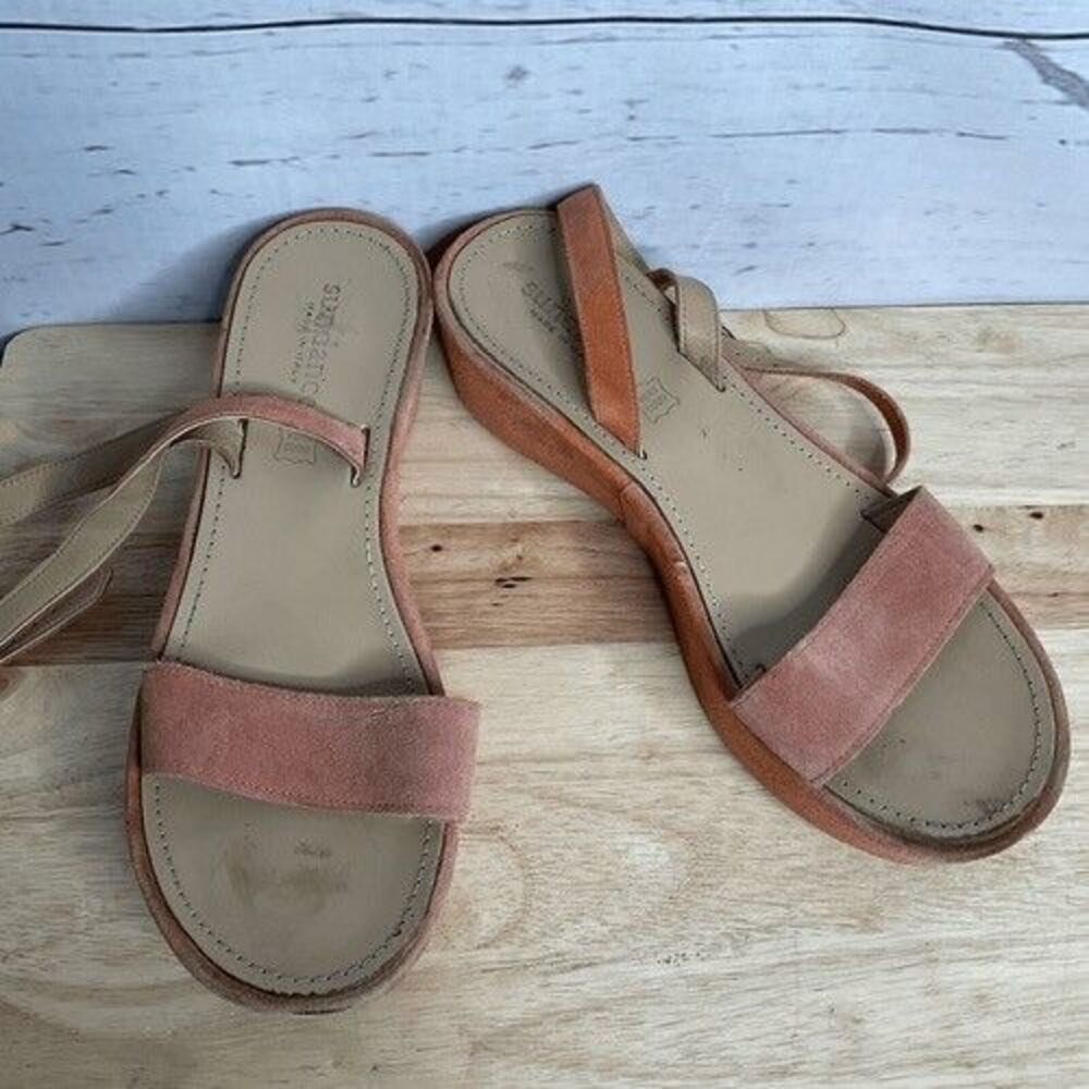 Sundance Suede/Leather Ankle Strap Platform Sandals Women Size 10 Orange Italy